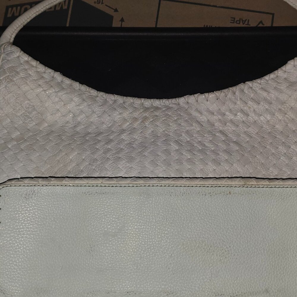 Fossil Genuine Leather Woven Shoulder Bag--with Striped Interior.